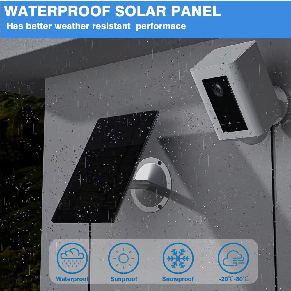 Solar Panel for Wireless Security Camera, Waterproof Solar Panel Compatible for Nest, Ring Stick Up Cam Battery and Ring Spotlight Cam Battery 5V 4.5W（ 2PCS）