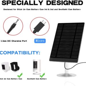 Solar Panel for Wireless Security Camera, Waterproof Solar Panel Compatible for Nest, Ring Stick Up Cam Battery and Ring Spotlight Cam Battery 5V 4.5W（ 2PCS）