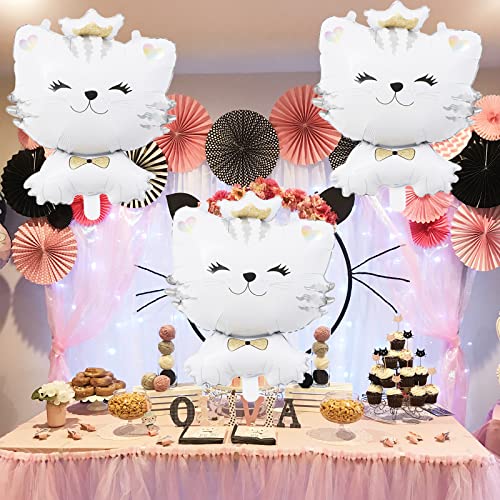 5Pcs Cat Foil Balloon Large Cute Cat Kitten Balloons for Birthday Baby Shower Wedding kids Pet Themed Cartoon Party Decoration Supplies