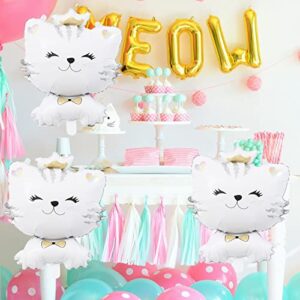 5Pcs Cat Foil Balloon Large Cute Cat Kitten Balloons for Birthday Baby Shower Wedding kids Pet Themed Cartoon Party Decoration Supplies