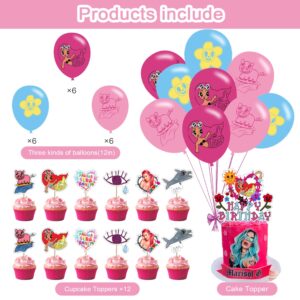 32Pcs Manana Birthday Party Decorations,Party Supply Set for Kids with 1 Happy Birthday Banner Garland , 13 Cupcake Toppers,18 Balloons for Karol G Party Supplies