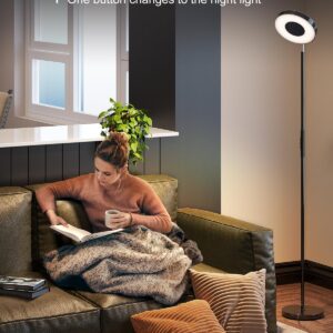 addlon RGB Floor Lamp, 2000LM LED Super Bright-Tall Standing with Alexa, App and Remote Control, Smart Modern Floor Lamp with Music Sync and 16 Million DIY Colors for Bedroom Living Room