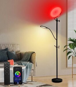 ks kingstar 3 in 1 corner floor lamp + reading lamp(super bright) + rack shelf smart rgb led modern floor light tall standing remote control for living room bedroom office