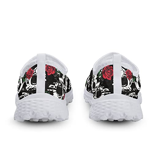 Skeleton Vintage Rose Summer Athletic Shoes for Youth Easy to Wear Mesh Shoes Unisex Athletic Walking Shoes for Women Men Walking Loafers Vacation Beach Slip Resistant Hands Free Sneakers Sports Shoes