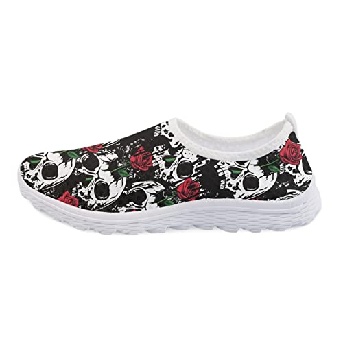 Skeleton Vintage Rose Summer Athletic Shoes for Youth Easy to Wear Mesh Shoes Unisex Athletic Walking Shoes for Women Men Walking Loafers Vacation Beach Slip Resistant Hands Free Sneakers Sports Shoes