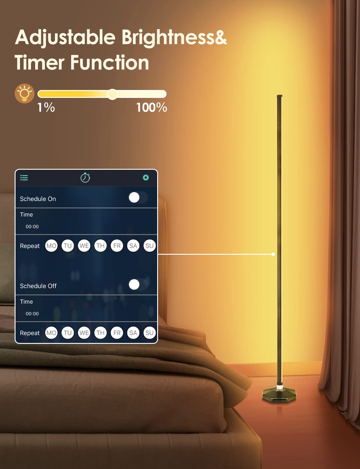 YIKBIK 2PCS RGB Floor Lamp, Bluetooth APP and Remote Control 65" Smart Modern Standing Lamp Music Sync 16 Million DIY Colors Changing LED Floor Lamp with Heavy Base for LivingRoom Bedroom GameRoom