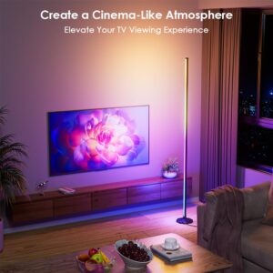 YIKBIK 2PCS RGB Floor Lamp, Bluetooth APP and Remote Control 65" Smart Modern Standing Lamp Music Sync 16 Million DIY Colors Changing LED Floor Lamp with Heavy Base for LivingRoom Bedroom GameRoom