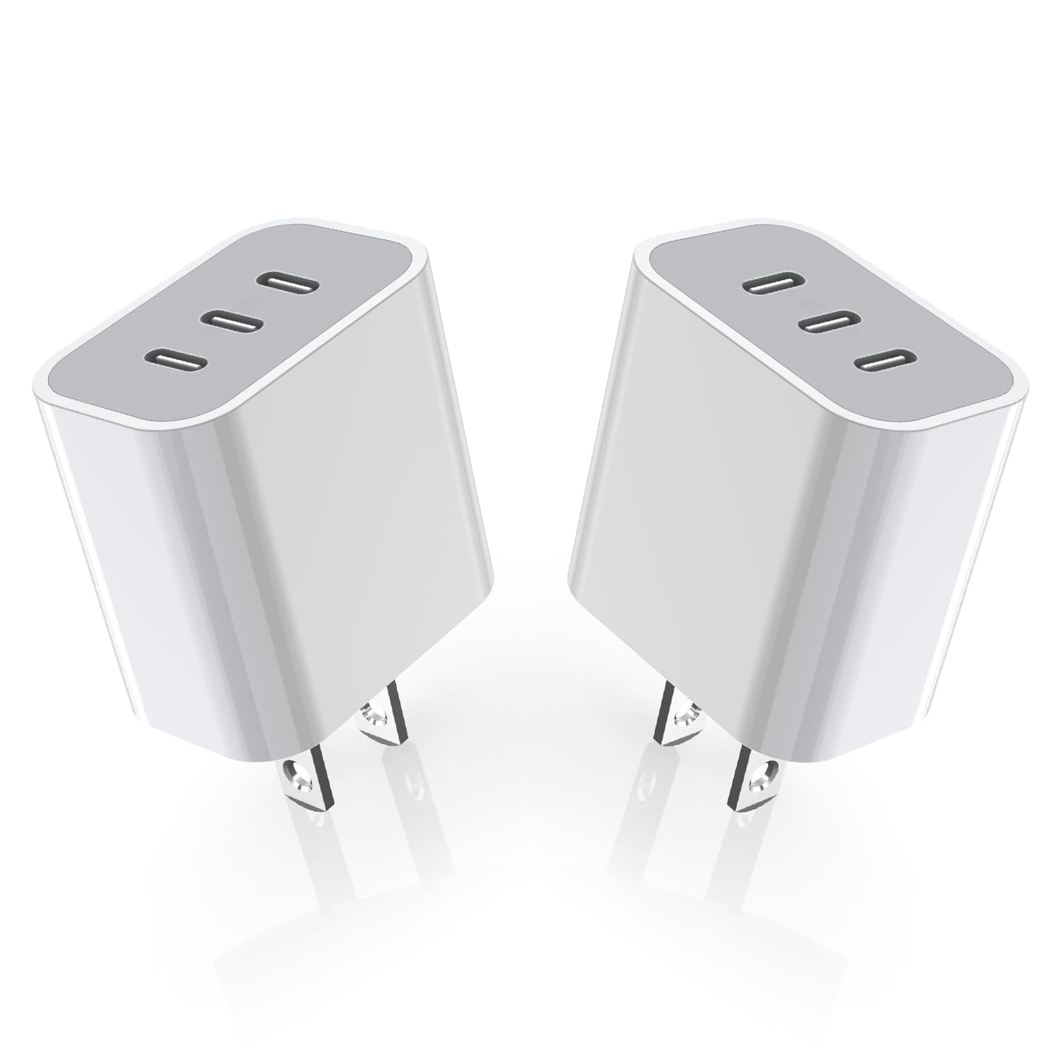 iPhone 15 Charger Block,USB C Charger [2 Pack] 35W 3-Port Wall Charger Fast Type C Charging Block PD Power Adapter for iPhone 15/15 Pro Max/14/14Pro/13/13 Mini/12 Pro Max/XR/SE, iPad,Galaxy,Pixel 4/3