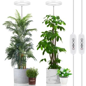 lordem grow light, 7.9" full spectrum led plant grow light, height adjustable growing lamp with auto timer 4h/8h/12h, 6 dimmable levels, 2 packs