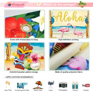 Upgraded, Hawaiian Luau Party Decorations, Aloha Luau Backdrop Summer Beach Banner Background Photography Supplies for Birthday Musical Party Baby Shower Tropical Tiki Themed Decoration 72"x44"