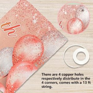 Happy 60th Birthday Rose Gold Banner Cheers to 60 Years Old Backdrop Confetti Balloons Theme Decor for Women 60 Years Old Pink Birthday Party Decorations Bday Supplies Background Favors Gift Glitter