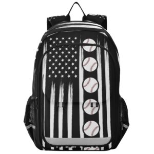 glaphy american flag baseball backpack school bag lightweight laptop backpack students travel daypack with reflective stripes
