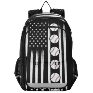 Glaphy American Flag Baseball Backpack School Bag Lightweight Laptop Backpack Students Travel Daypack with Reflective Stripes