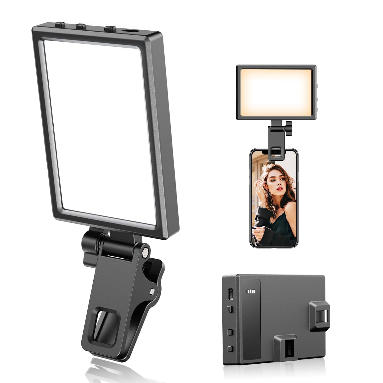 Eicaus Rechargeable LED Fill Light, Selfie Light with Clip for Makeup, TikTok, Zoom Calls, Photography, Phone Light for Pictures & Video Light for iPhone, Android, iPad, Laptop, Monitor