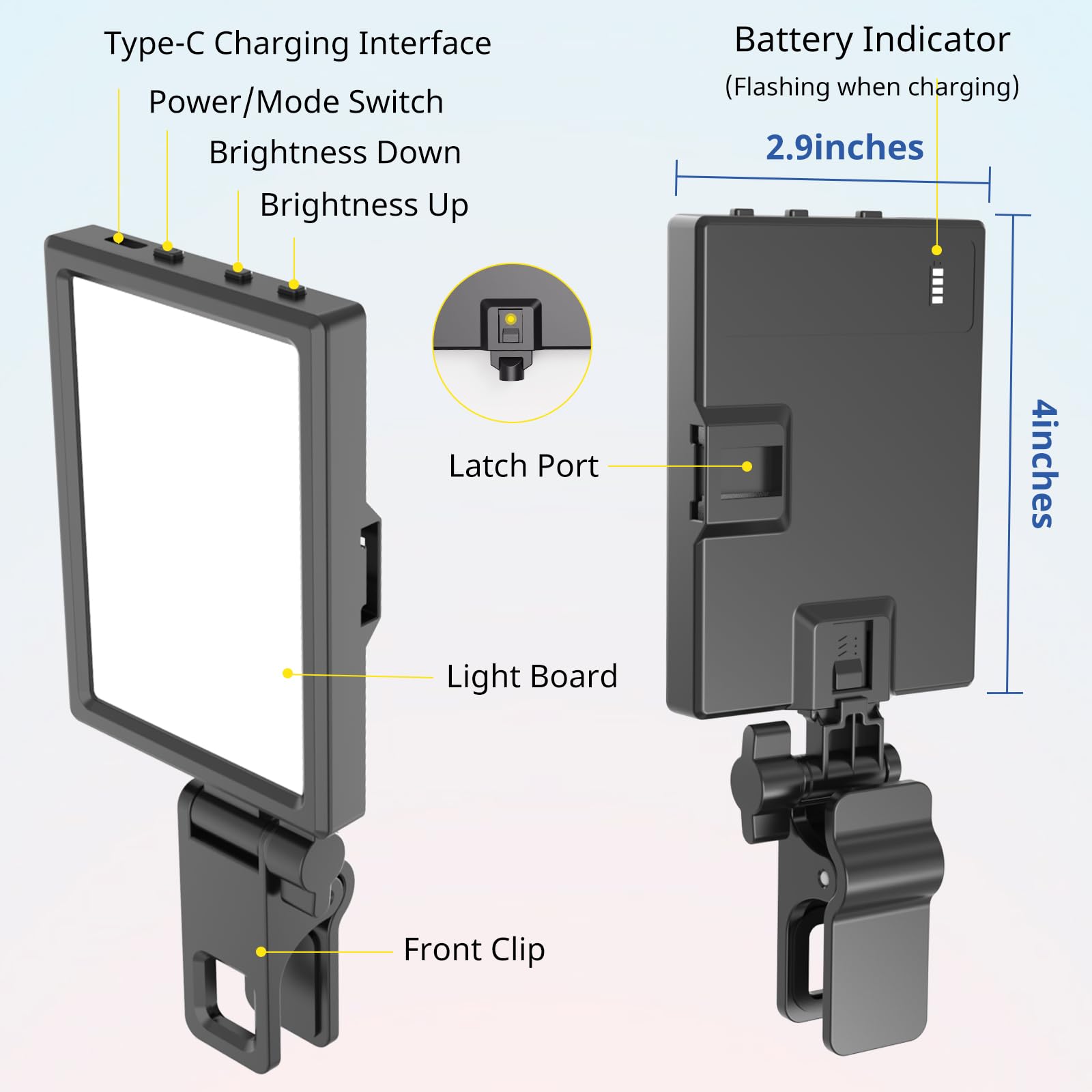 Eicaus Rechargeable LED Fill Light, Selfie Light with Clip for Makeup, TikTok, Zoom Calls, Photography, Phone Light for Pictures & Video Light for iPhone, Android, iPad, Laptop, Monitor