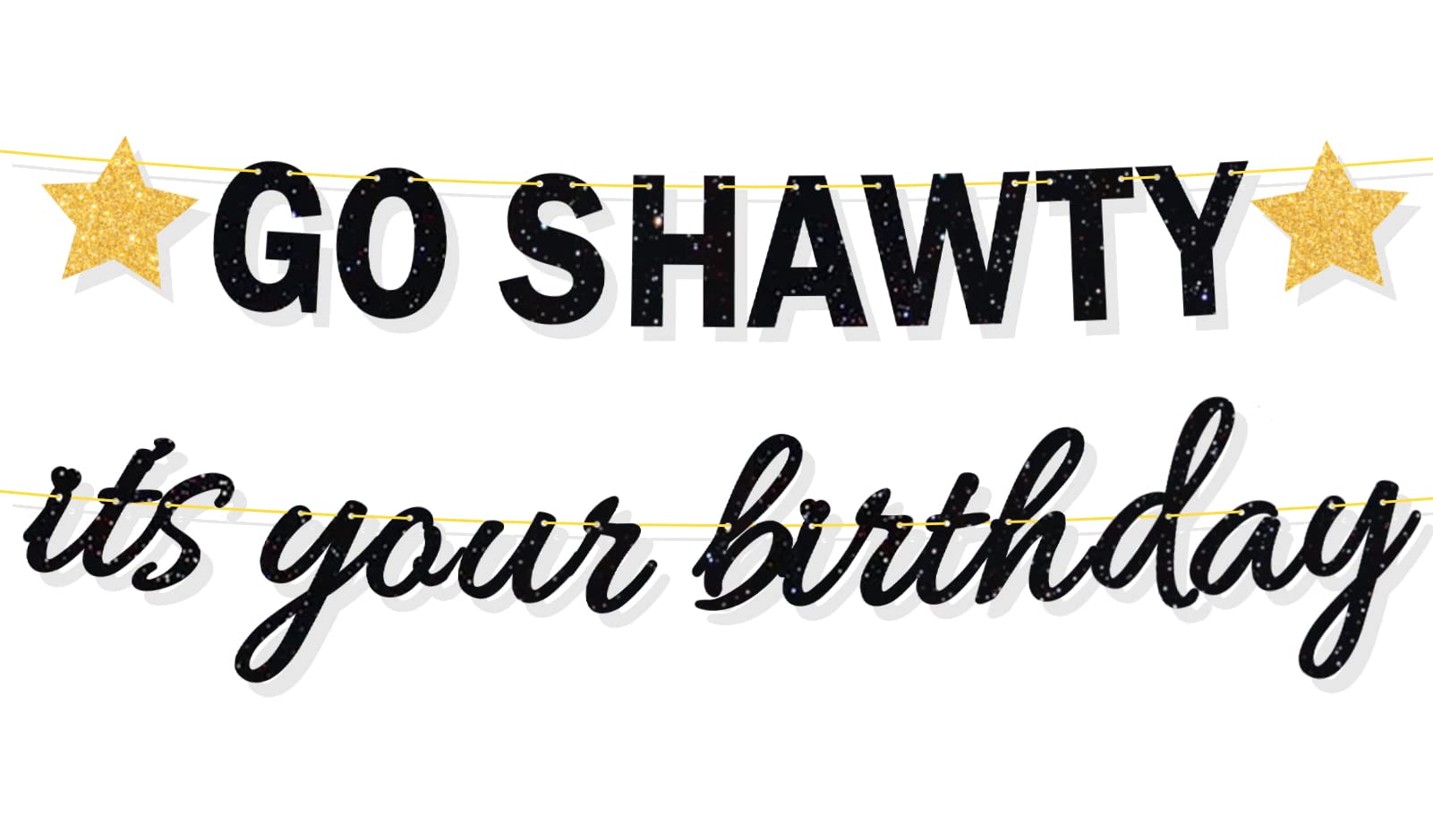 Ushinemi Glitter Go Shawty It's Your Birthday Banner, Rap Hip Hop Birthday Party Decorations, Black Funny Birthday Photo Backdrop