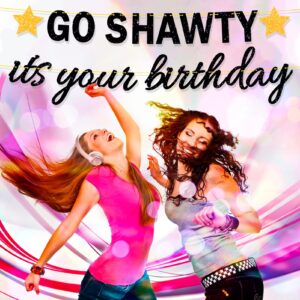 Ushinemi Glitter Go Shawty It's Your Birthday Banner, Rap Hip Hop Birthday Party Decorations, Black Funny Birthday Photo Backdrop