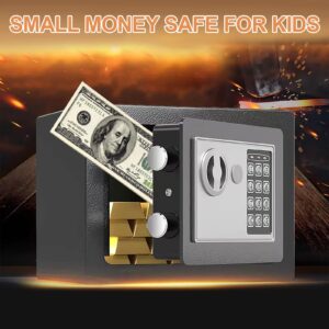 Fireproof Small Safe Box for Money, 0.23 Cu ft Mini Fireproof Safe with Combination Lock, Digital Safe for Kids Home Hotels Business (black)