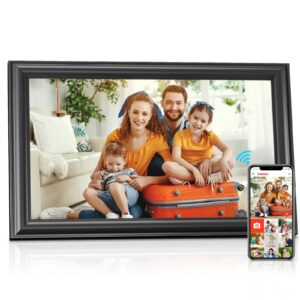 canupfarm 32gb digital picture frame 15.6 inch, large digital photo frame with 1920 * 1080 ips touchscreen, auto-rotate, wall mountable, easy setup, instantly share photos and videos via frameo app