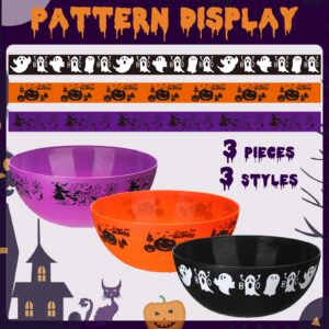 Didaey 3 Pcs Halloween Candy Bowl Halloween Plastic Trick Treat Candy Bowls Halloween Party Supplies Large Halloween Party Plastic Serving Bowl Tableware Halloween Candy Holders (Horrific)