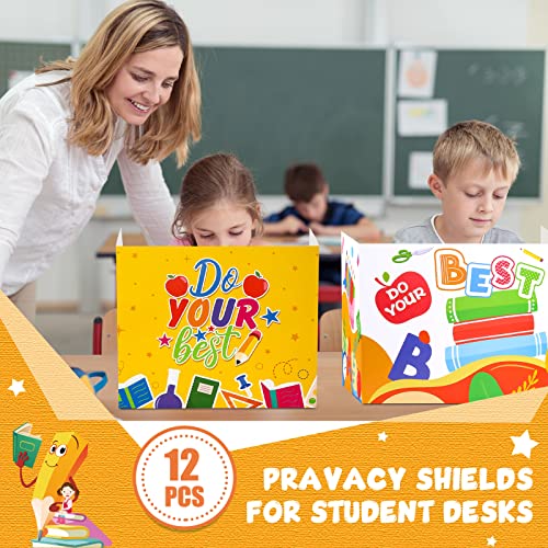 Zhehao 12 Pack Privacy Boards for Student Classroom Desk Dividers Privacy Folders for Student Desks Partition Panel for Teacher Student School Office Home Supplies, 6 Styles