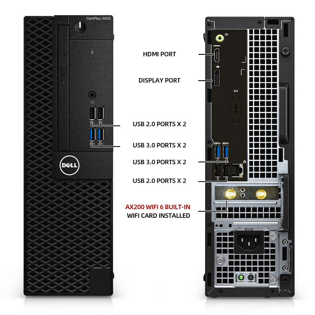 Dell OptiPlex 3050 Desktop Computers PC, 32GB Ram New 1TB M.2 NVMe SSD, AX200 Built-in WIFI 6,Bluetooth 5.2, Intel Core i5-6500 3.2GHz, HDMI, Dual Monitor Support, RBG Speaker,Windows 10 Pro (Renewed)