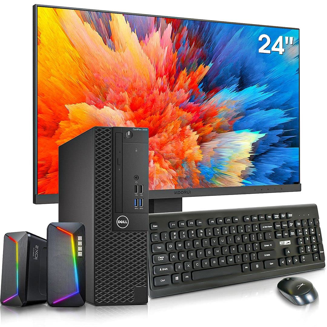 Dell OptiPlex 3050 Desktop Computers PC and KOORUI 24 inch Monitor Bundle, 32GB Ram 512GB M.2 NVMe SSD, Built-in WiFi 6,Bluetooth 5.2, i5-6500 3.2GHz, Windows 10 Pro (Renewed)