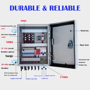 GXELZK Gx Electrical Solar Combiner Box with 6 Strings, 80 A Circuit Breakers. This photovoltaic Combiner Box is Suitable for Off-Grid Solar Power