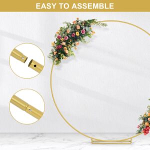 6.6FT Round Backdrop Stand, Wedding Metal Circle Balloon Arch Kit Frame Flower Ring Stand for Wedding Birthday Party Ceremony Anniversary Graduation Backdrop Decoration, Gold