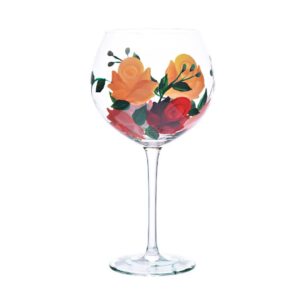 wait fly flower hand-painted artisan wine glasses large goblet for party wedding home-rose-21 oz