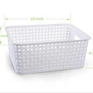 ZHENFAN White Plastic Woven Storage Baskets, 6-Pack Weave Basket Organizer for Kitchen Office Bathroom