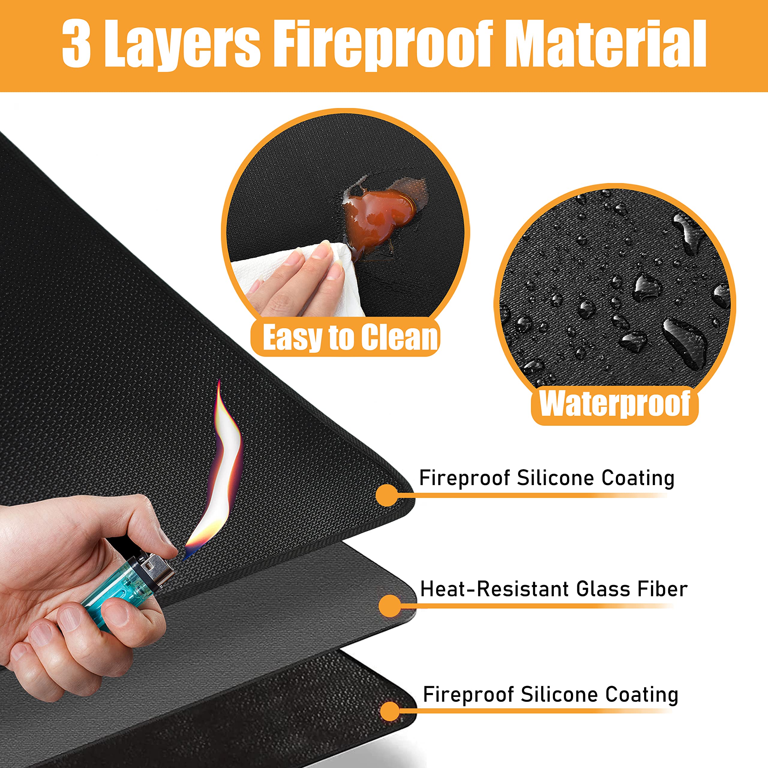 Amerbro Fireproof Induction Cooktop Protector - 23.5 x 11.5in (Magnetic) Induction Cooktop Mat for Electric Induction Stove - Heat Resistant & Waterproof - Prevent Scratches and Burns - Black