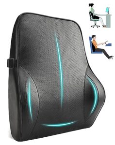 seg direct lumbar support pillow, ergonomic back support for driving fatigue back pain relief, memory foam with leather cover adjustable strap, for car seat home office wheel chair