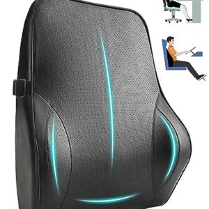 SEG Direct Lumbar Support Pillow, Ergonomic Back Support for Driving Fatigue Back Pain Relief, Memory Foam with Leather Cover Adjustable Strap, for Car Seat Home Office Wheel Chair