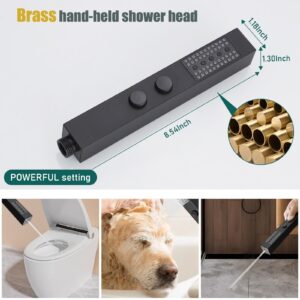 Homipro Brass 4 in 1 Function Black Handheld Square Shower Head Set, High Pressure Showerhead Handheld Shower Wand Sprayer with 59 Inch Hose, Bracket