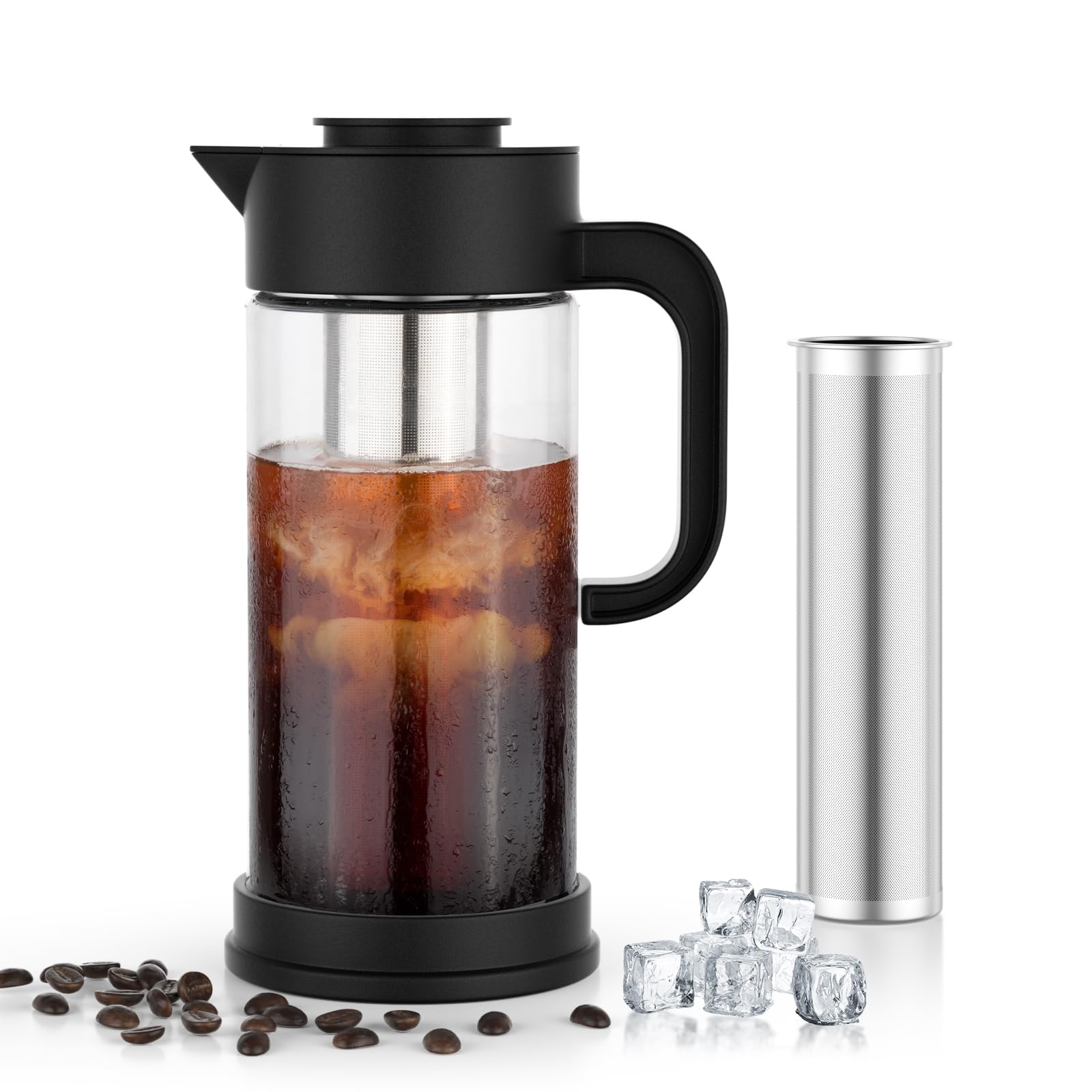 COPOTEA Cold Brew Coffee Maker, 50oz/1.5L Iced Coffee Maker and Ice Tea Brewer for Fridge with Removable Stainless Steel Brewer Filter