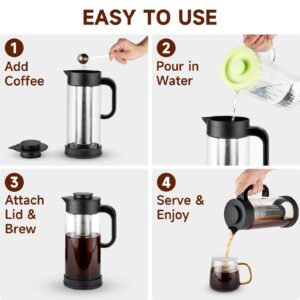 COPOTEA Cold Brew Coffee Maker, 50oz/1.5L Iced Coffee Maker and Ice Tea Brewer for Fridge with Removable Stainless Steel Brewer Filter