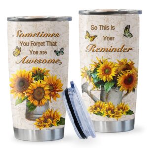 joyloce sunflower gifts for women, inspirational gifts for women, thank you gifts, birthday gifts for women her wife mom daughter sister friend coworker, you're awesome coffee mug cup tumbler 20oz