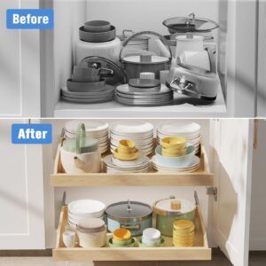 roomtec soft close pull out cabinet organizer 25-1/2" w x 21" d cabinet organizer wood slide out shelves cabinet storage and organizer for kitchens and pantry