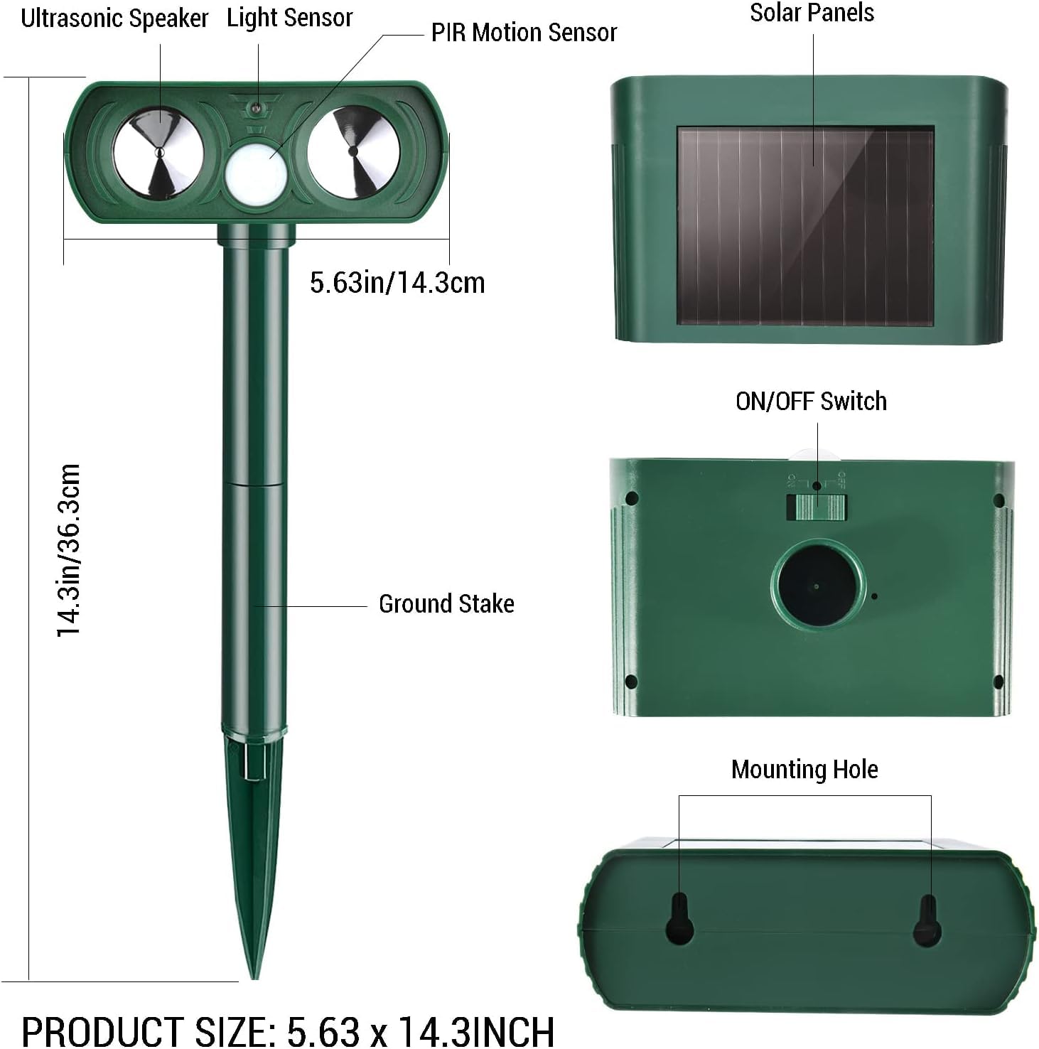 Lubatis 4 Pack Solar Animal Utrasonic Repellent Outdoor Repeller Deterrent to Keep Rat, Squirrel, Deer, Raccoon, Skunk, Rabbit, Dog, Cat Away