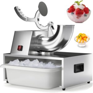 tzechkii 110v commercial snow cone machine, etl approved 250w electric shaved ice machine, stainless w/dual blades shaved ice maker, snow machine with acrylic storage box for home, restaurants bars.