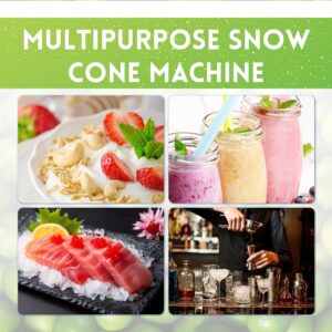 Tzechkii 110V Commercial Snow Cone Machine, ETL Approved 250W Electric Shaved ice Machine, Stainless w/Dual Blades shaved ice maker, Snow Machine with Acrylic Storage Box for Home, Restaurants Bars.