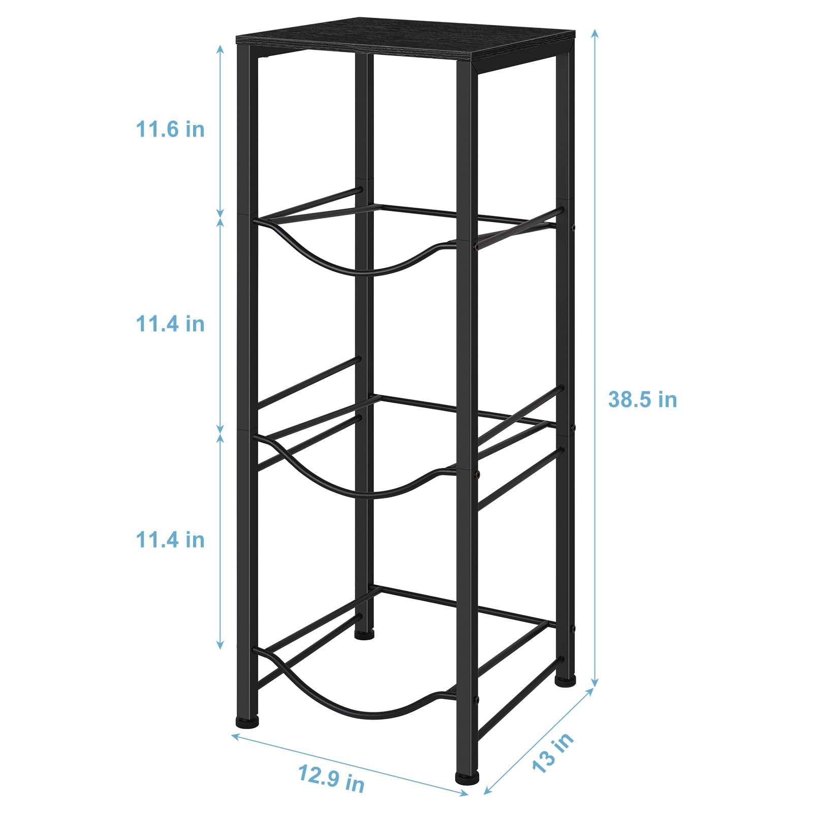 MOOACE 5 Gallon Water Bottle Holder, 3-Tier Water Jug Rack Detachable Water Bottle Dispenser Stand Organizer with Storage Shelf for Kitchen, Office, Living Room, Black