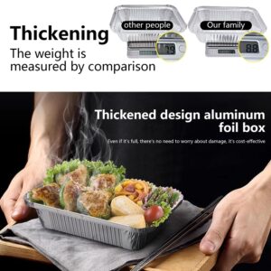 Mriuuod 30Pack 7x4 Disposable Aluminum Foil Pans w Lids, 0.65LB Recyclable Baking Pan, Takeout Pans, Tin Foil Pans, Rectangle Trays Bakeware, Cookware for Caterers Roasting Heating