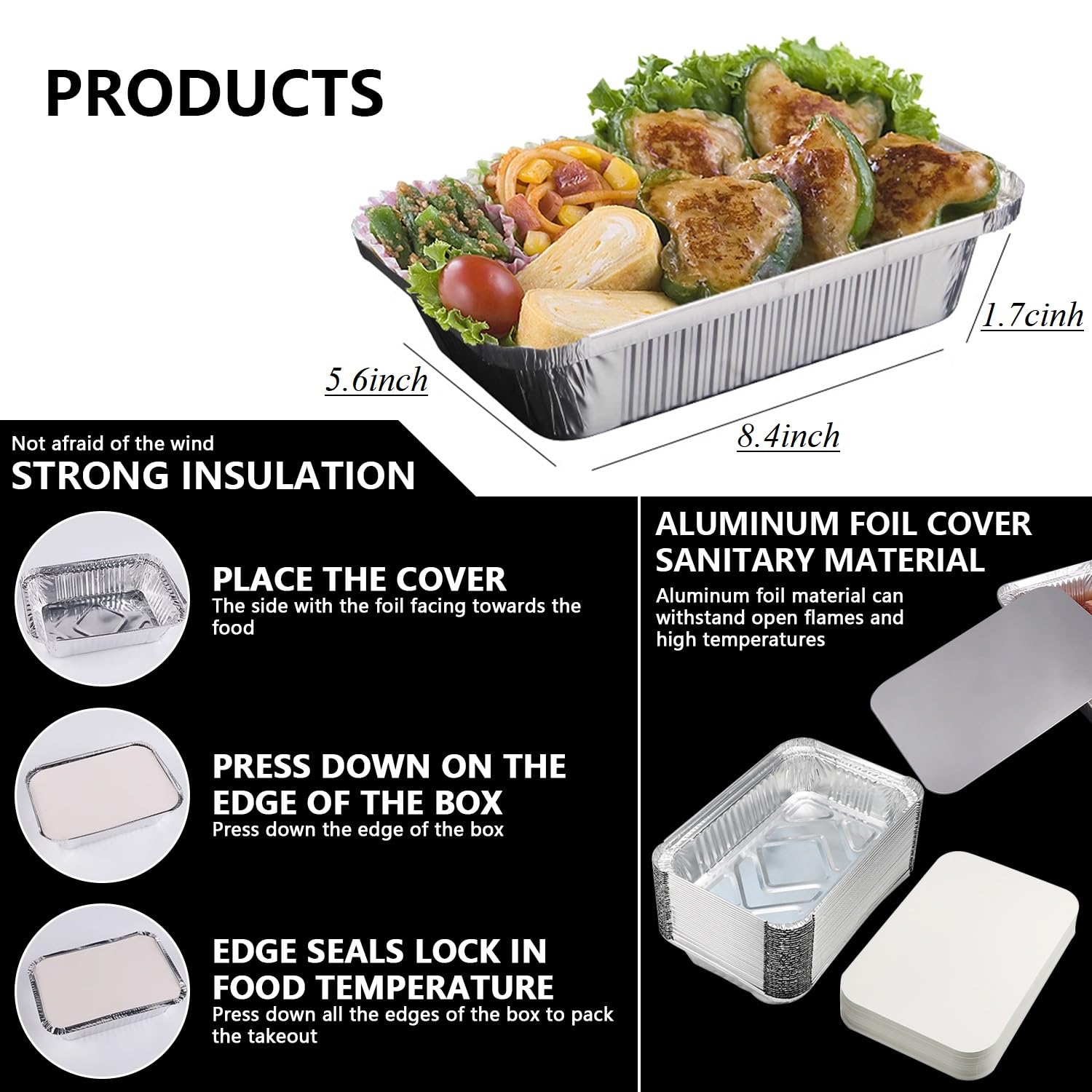 Mriuuod 30Pack 7x4 Disposable Aluminum Foil Pans w Lids, 0.65LB Recyclable Baking Pan, Takeout Pans, Tin Foil Pans, Rectangle Trays Bakeware, Cookware for Caterers Roasting Heating