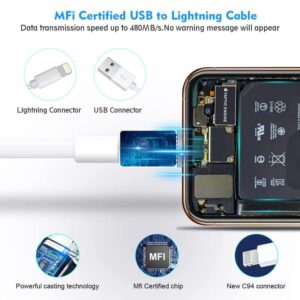 iPhone Charger,[MFi Certified] 2Pack 10FT Lightning Cable Data Sync iPhone Charging Cords With USB Wall Charger Travel Plug Adapter Compatible with iPhone 14 13 12 11 Pro Max XR XS X 8 7 6 Plus