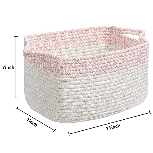 joybest Small Cube Storage Baskets for Shelves, Cotton Woven Basket Bins for Toys Organizing, Rope Baskets with Handles for Nursery Organizer Towels Swaddle Blankets Baby Clothes Diaper Candy