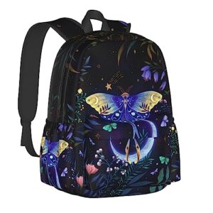 Nmbvcxz Moon-Moth Backpack for Women 17 inch Travel Casual Laptop Backpack Lightweight Waterproof Durable Hiking Daypack