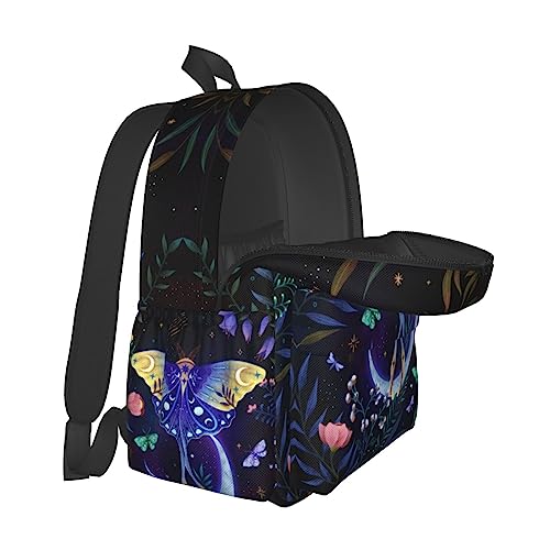 Nmbvcxz Moon-Moth Backpack for Women 17 inch Travel Casual Laptop Backpack Lightweight Waterproof Durable Hiking Daypack