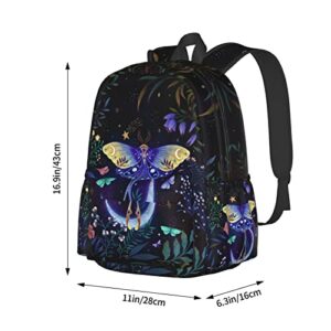 Nmbvcxz Moon-Moth Backpack for Women 17 inch Travel Casual Laptop Backpack Lightweight Waterproof Durable Hiking Daypack